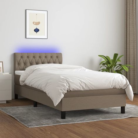 Sommier tapissier avec matelas et LED - Sommier pour Adulte et Enfant - Lit adulte - Taupe 90x190 cm Tissu VSGS715962 (1/5)