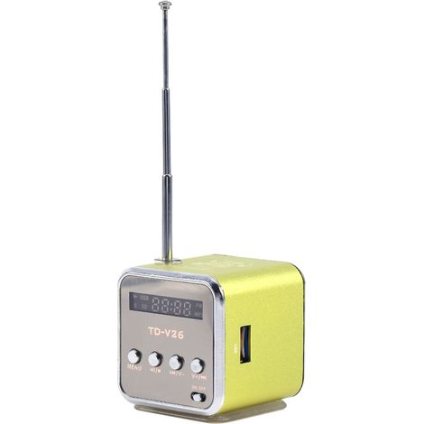 Mini enceinte portable avec lecteur de musique, radio FM et lecteur PC, compatible cartes TF et clés USB, verte. (1/5)