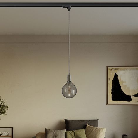Creative Cables – Industrielle Pendelleuchte mit Textilkabel und Schienenadapter – Leuchtmittel inklusive