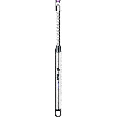 Briquet électrique argenté avec crochet, matériau métallique coupe-vent, chargement USB, accessoire de cuisine (1/5)