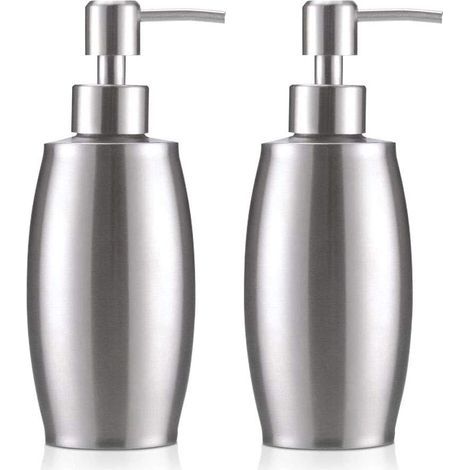 Seifenspender, 350ML Edelstahl Spender für Flüssigseife, Badezimmer Flüssigseifen Lotionspender Flüssigseifenspender für die Küchenspüle, Desinfektionsmittel, Bad (2 PCS) (1/5)