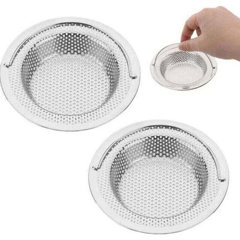 2PCS Filtre à évier de Cuisine en Acier Inoxydable - Diamètre Extérieur 11 cm x Hauteur 3 cm - Anti-Obstruction, Résistant à la Rouille, Poignée Relevable (1/4)