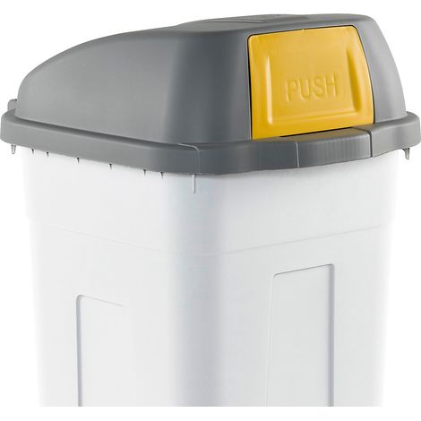Bidone raccolta differenziata 100 litri con ruote - Fondo grigio e Coperchio a campana con sportello basculante giallo - Mobil Plastic (1/2)