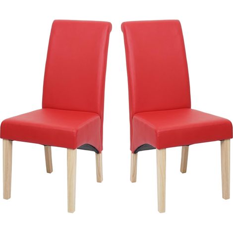 [NON UTILIZZATO] Set 2x sedie M37 soggiorno sala pranzo elegante lounge ecopelle liscia 50x46x99cm rosso piedi chiari (1/5)
