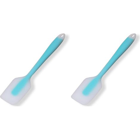 Silikon Spachtel Set, Hitzebeständig, Antihaft, mit Metallkern, Blau, 2 Stück