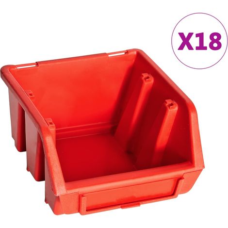 vidaXL Kit Contenitori 32 pz con Pannelli a Parete Rosso e Nero