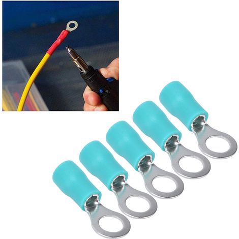 100 Pièces Cosses à Oeil Isolées pour Câbles Électriques, Connecteurs à sertir Cuivre AWG 16-14 RV2-5 (1/5)