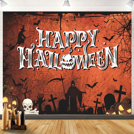 Toile de fond pour Halloween 2026, bannière décorative haut de gamme pour une ambiance festive, bannière suspendue diable - 110 x 180 cm - Style 14