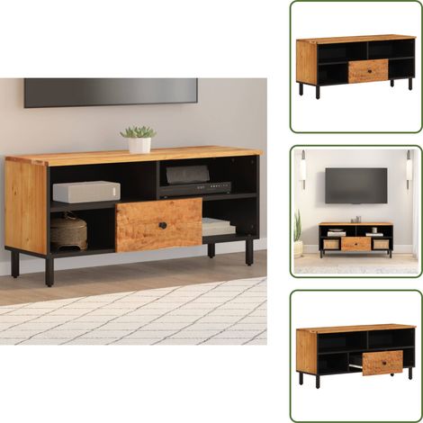 Meuble TV 100x33x46 cm bois d'acacia solide - Meuble Tv - Meuble Audiovisuel - Meuble Salle Séjour - Meubles Acacia - Meubles Rustique (1/5)