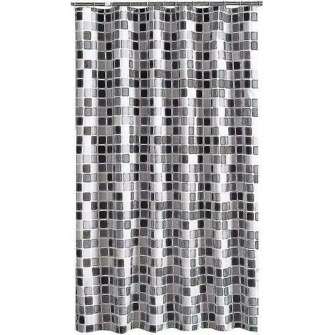 Rideau de douche 200 x 200 cm (l x H), anti-moisissure, antibactérien, hydrofuge, tissu polyester doux (1/3)