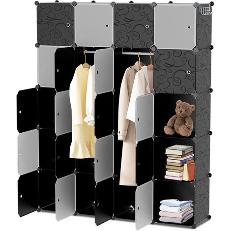 Randaco Armadio da camera da letto fai da te 12/16/20 cubi Plug-in Sistema di scaffalatura con porta Unità di stoccaggio (20 cubi, 175x140x35cm)
