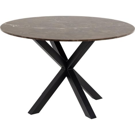 Table à manger ronde en marbre marron L120 6 personnes - NEIVA (1/5)