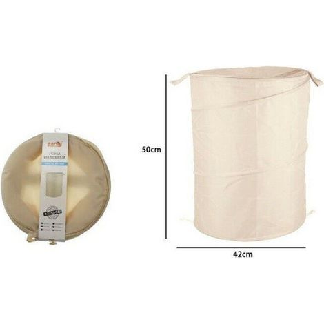 TrAdE Shop Traesio - Cesto Contenitore Porta Biancheria Bucato Giochi Pieghevole 42x50 Cm Beige 79853 -