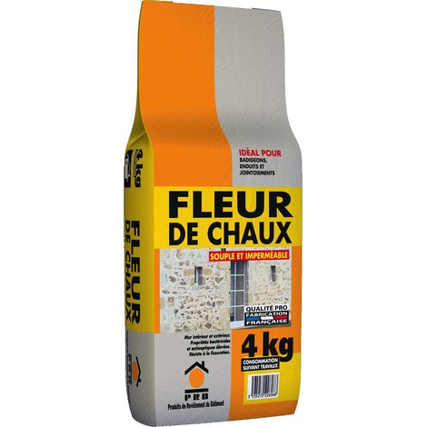 Fleur de chaux 4kg – Chaux naturelle pour enduits et peintures minérales – Finition lisse et respirante – Intérieur et extérieur, haute durabilité – PRB