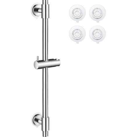 Barre de Douche Sans Percage avec Support Pommeau de Douche Acier Inoxydable SUS304 Support de Douche Réglable Barre Coulissante de Douche Murale Poli, F209S78DF-PS (1/5)