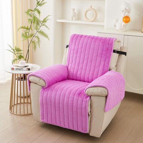 Sesselschoner für Relaxsessel 1 Sitzer Fernsehsessel Ruhesessel Bezüge, Weich Kunstkaninchenfell Sesselschutz Sesselauflage Universal Plüsch Sesselbezug Lehnenschutz (1/5)
