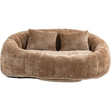 Divano pouf da pavimento in ciniglia 150x95x63 cm con schienale alto e memory foam caffè HOMVRA (1/5)