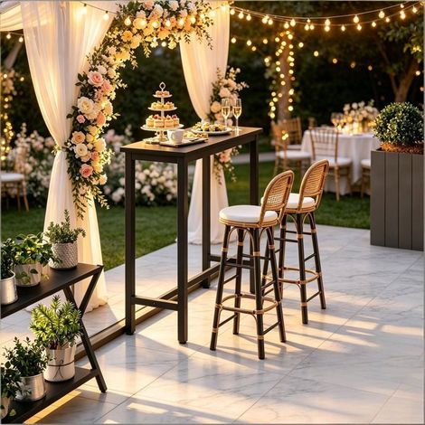 Table bar - WESTYLE - 100 x 40 x 100 cm - Style rétro industriel - Plateau mélaminé - Structure métal (1/5)