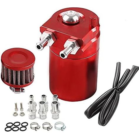 Récupérateur d'huile 300 ml avec filtre de reniflard, rouge, et tuyau d'essence 3/8" en caoutchouc NBR de 3 m (10 pi), 300 PSI,
