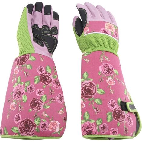 Jeffergarden Gants de jardinage longs pour l'élagage des roses, résistants aux perforations, pour le travail et la cour (rose) (1/5)