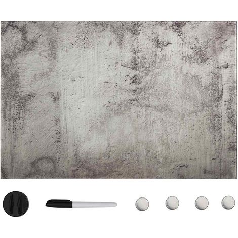 Tableau noir magnétique mural en verre trempé effet béton 60 x 40 cm - PANGIVO (1/5)
