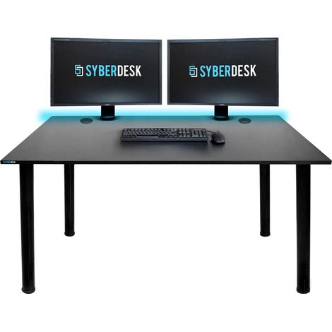 Bureau Gaming SyberDesk Bureau de Jeu pour Gamers 120 cm x 65 cm – Bureau d'ordinateur pour Bureau à Domicile – Bureau avec Lumières LED – Télécommande pour Changer 16 Couleurs (1/5)