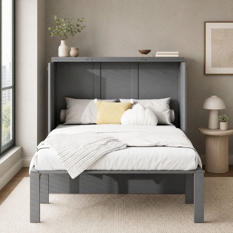 MEUBLIV Letto a scomparsa 90x200 cm grigio – salvaspazio verticale, senza materasso (1/5)