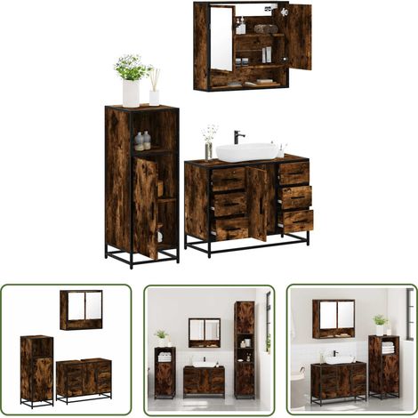 vidaXL Ensemble de meubles de salle de bain 3 pcs Chêne fumé