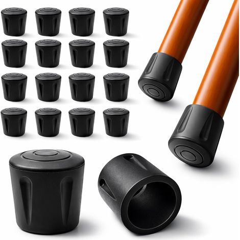 16 pcs - Protection Pied de Chaise et Table – Patins épais Antidérapants et Résistants - Embout à insérer - Protège Sols et Meubles - Tampon en Caoutchouc Noir Ø16 mm - Fabriqué en Europe (1/5)