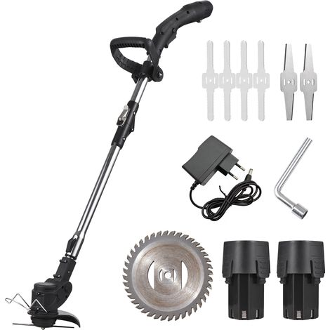 Tondeuse à gazon portable, manche rétractable 26,5 cm, 1 lame de scie en alliage + 4 lames en PVC + 2 lames en alliage, avec 2 jeux de batteries au lithium + 1 chargeur, norme européenne (1/5)