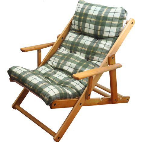 POLTRONA RELAX COMODONA VERDE SCOZZESE IN LEGNO 3 POSIZIONI (1/5)