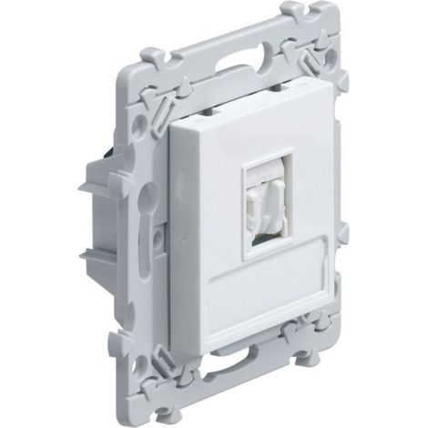 Prise RJ45 cat. 6A STP – Blindage contre interférences – Installation murale encastrée – Compatible plaques Hager Essensya