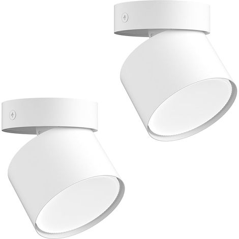 2 Pièces Spots Plafond Orientable Spot en Saillie, Douille GX53, Plafonnier Spot Ronde en Aluminium Intérieur, 81 x 79 mm, Ampoule non Incluse, Blanc (1/5)