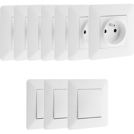 Lot de 7 prises + 3 va et vient - Blanc - Artezo -