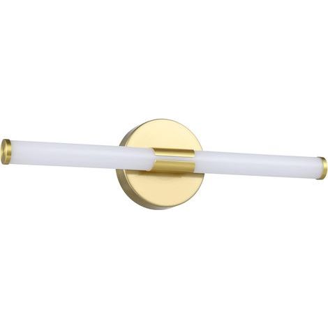 Ramola LED-Spiegelwandleuchte, Badezimmerlampe, Messing und weißer Kunststoff, warmweiß bis kaltweiß, Schutzart IP44, L 45 cm (1/4)