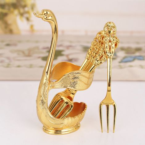 (Or + Fourchette) Rangement pour fourchettes à fruits, couverts de cuisine élégants et créatifs en métal (1/2)