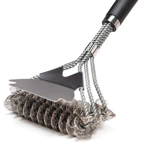Brosse de nettoyage pour barbecue, fil d'acier inoxydable de 45 cm (18 pouces), outil de nettoyage pour gril, vaisselle de camping et de pique-nique pour grils (45 cm)-AquaForge