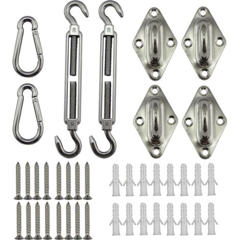 Kit de Fixation pour Voile d'Ombrage, Inoxydable pour Voile d'Ombrage, pour Une Installation en Toute Sécurité des Auvents Carrés Et Triangulaires (1/4)