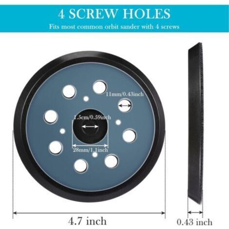 2 Pièces 125mm Tampon de Ponceuse de Remplacement Orbitale à Crochet et Boucle à 8 Trous Plateau de Ponçage (Bleu) (1/4)