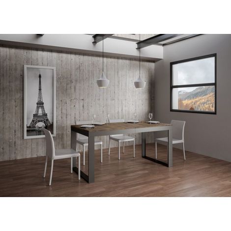 Tavolo allungabile 180/284x90 cm Tecno Evolution noce telaio e gambe antracite (1/2)