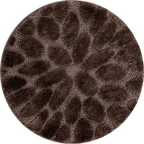 Tappeto da bagno SUPREME cerchio STONES, pietre, antiscivolo, morbido - marrone brown rotondo 50 cm