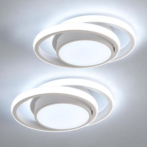 COMELY Set di 2 Plafoniere LED Bianche, Lampada da Soffitto Moderna 32W, Plafoniera Rotonda per Cucina Camera da Letto Corridoio Ufficio Soggiorno, Lunghezza 27cm (Luce Bianca Fredda 6500K) (1/5)