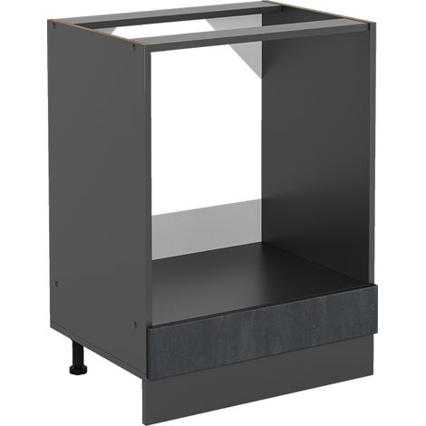 Herdumbauschrank R-Line, Schwarz Beton, 60 cm ohne Arbeitsplatte, Vicco