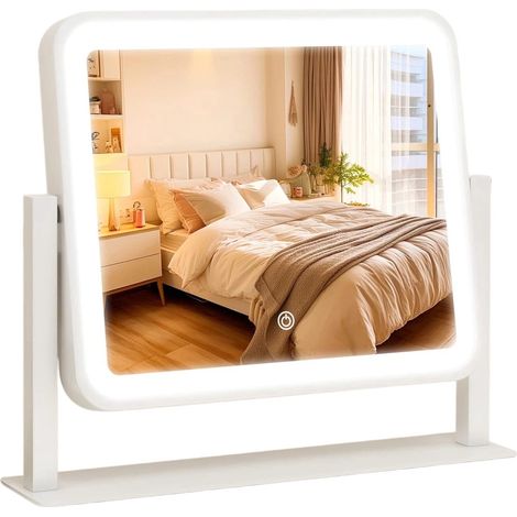 Miroir de courtoisie LED avec éclairage, 3 modes de couleur réglables, écran tactile, cadre carré en aluminium, USB (1/5)