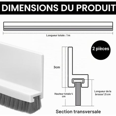 Door Bottom Seals Bottom of the Door Brush Adhesive Draught Excluder White (1/3)
