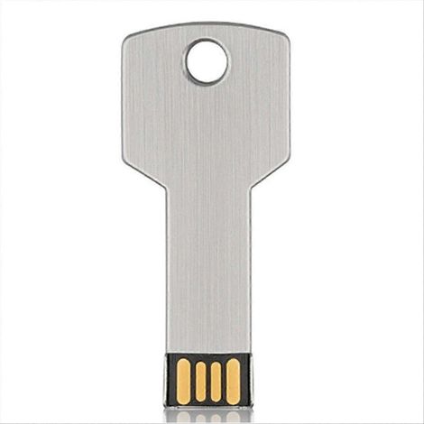 Clé USB en métal haute capacité 32 Go, format clé, couleur argent. (1/5)