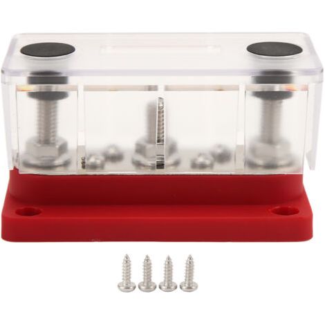 Bloc de distribution d'énergie avec couvercle, goujon de borne M8, vis de borne M4 12-48 V 150 A pour voitures, camions, camping-cars, bateaux, rouge
