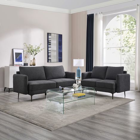 SOFIA MODERN SCANDI STYLE FABRIC LIVING ROOM 2+3 SEATER SOFA SET (1/5)