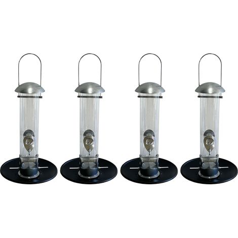 Heavy Duty Aluminium Bird Seed Feeder with Seed Catcher Tray (Set of 4) (1/5)