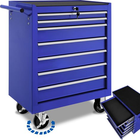 Servante d'atelier 7 tiroirs verrouillables en acier bleu